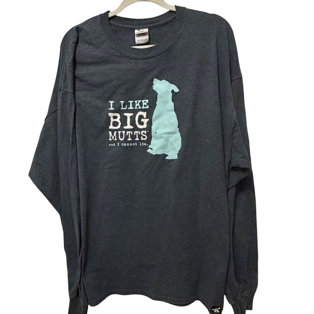 Dog Is Good Mens XXL I Like Big Mutts Long Sleeve Graphic Tee Charcoal Grey